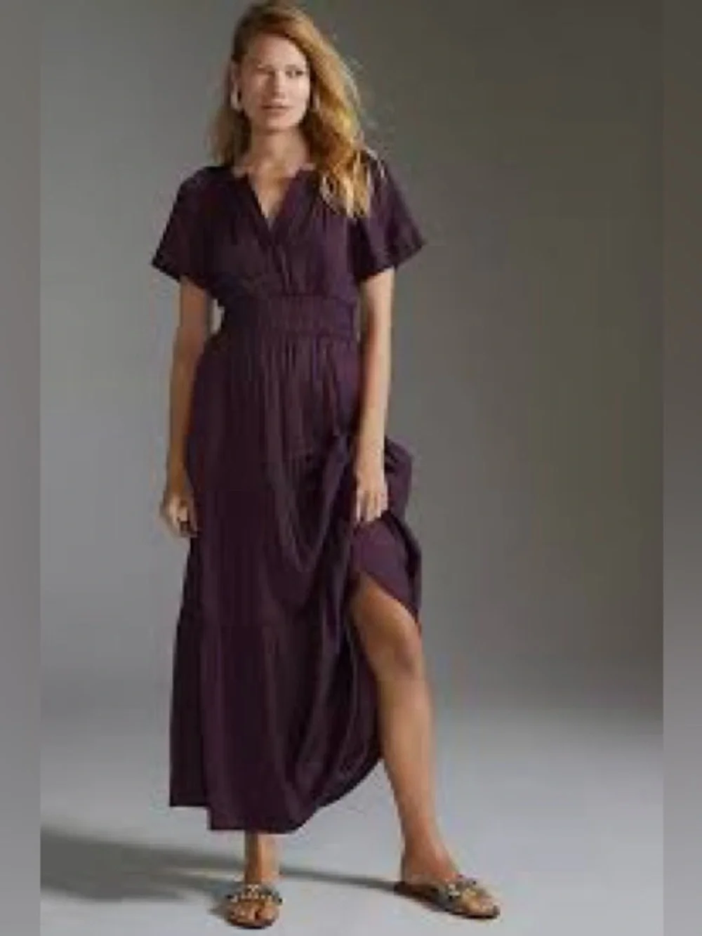 anthropologie purple dress Fringe by Anthropologie Hand wash only Silk Dress Lilka Maxi Dress
